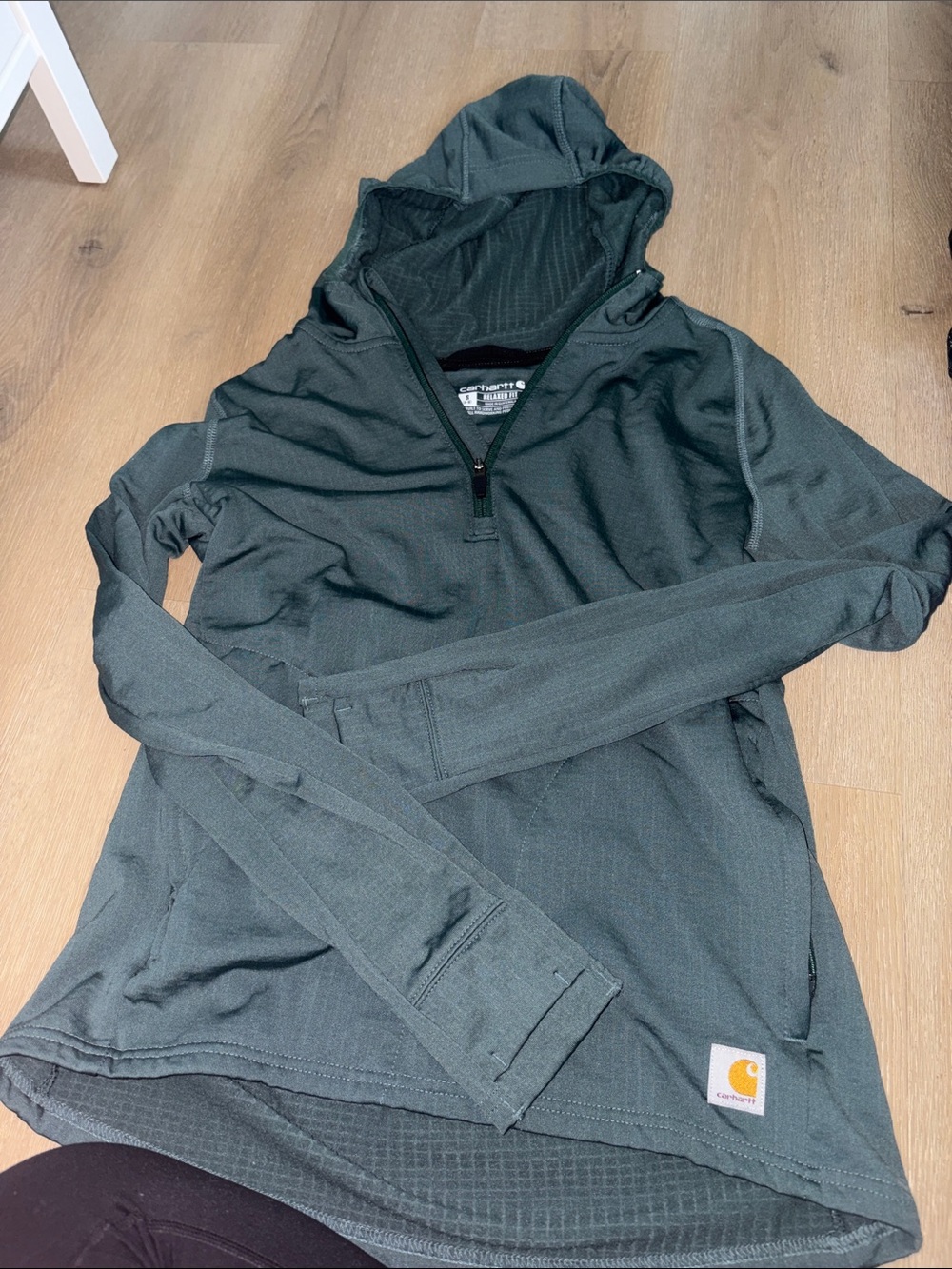Carhartt Teal Hooded Quarter-Zip Pullover